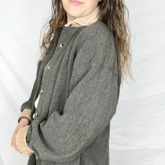 VINTAGE NAUTICA | Women's Large Brown Sherpa Teddy Fleece Oversized Shirt Jacket - Picture 3 of 7